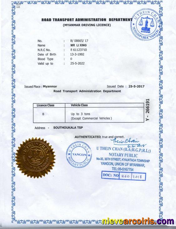 Myanmar driving license